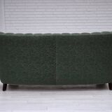 1960s, Danish 3-seater sofa, green furniture wool, oak wood.