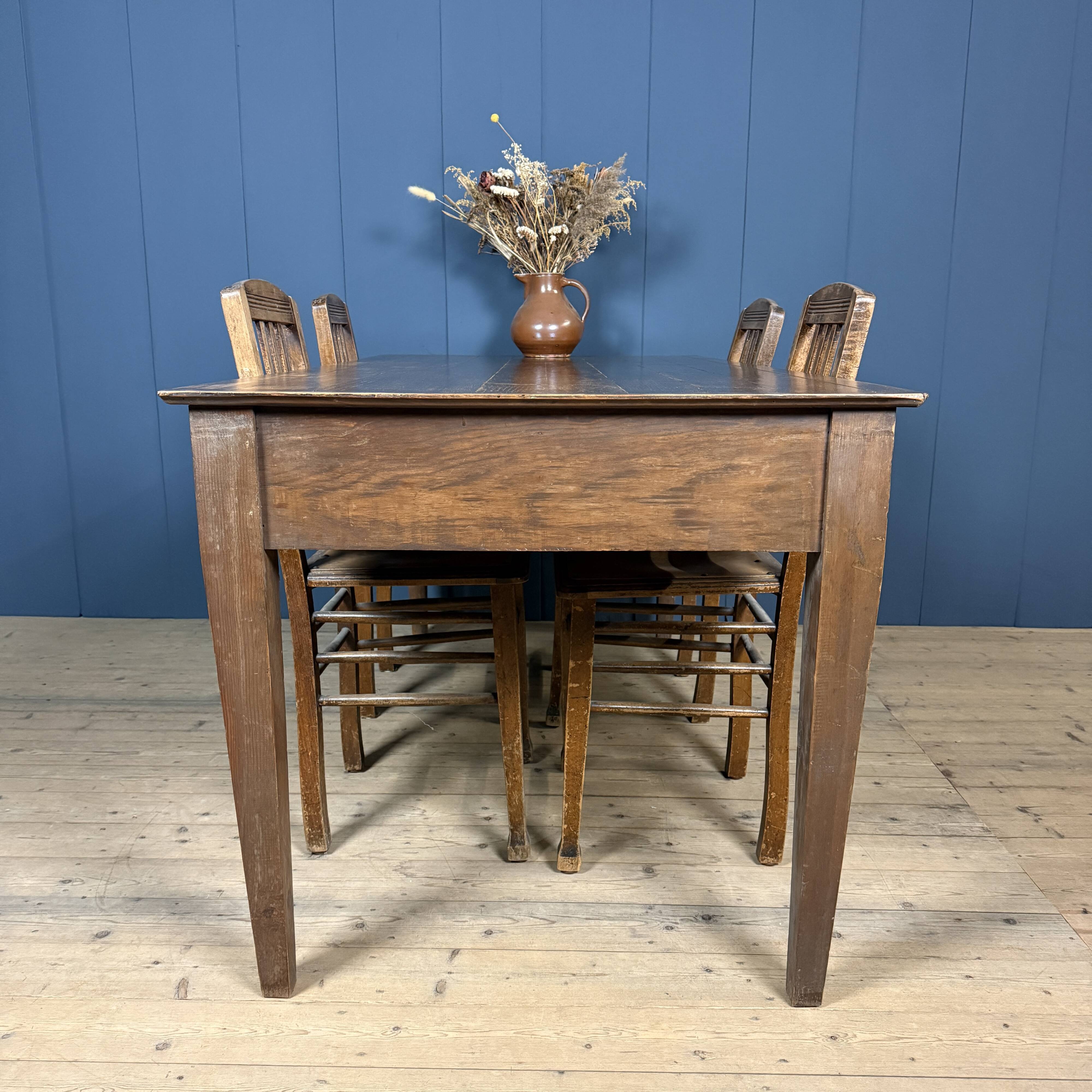 Old decorated wooden kitchen table