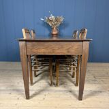 Old decorated wooden kitchen table