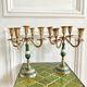 Pair of candlesticks brass and mother-of-pearl candlesticks