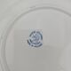 Set of 5 flat porcelain plates with blue rim, Société Céramique Maastricht, gold border.