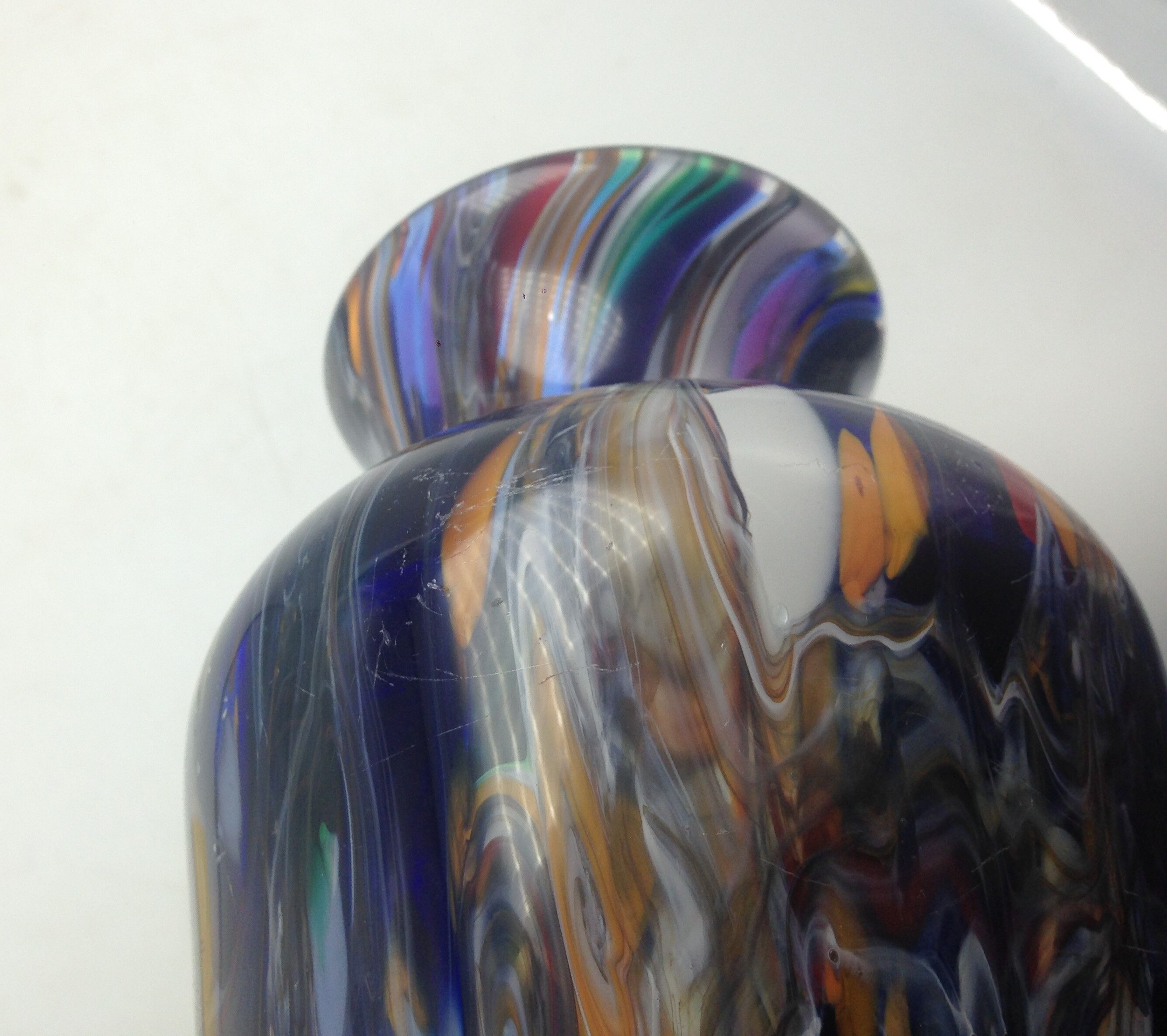 Boheme vase in multicolored thick glass splashes height 27 cm