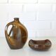 Mid Century Modern Ceramic Set: Handmade Vase & Ashtray, Yugoslavia