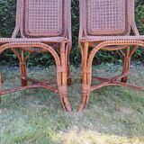 4 Perret and Vibert bamboo and rattan chairs