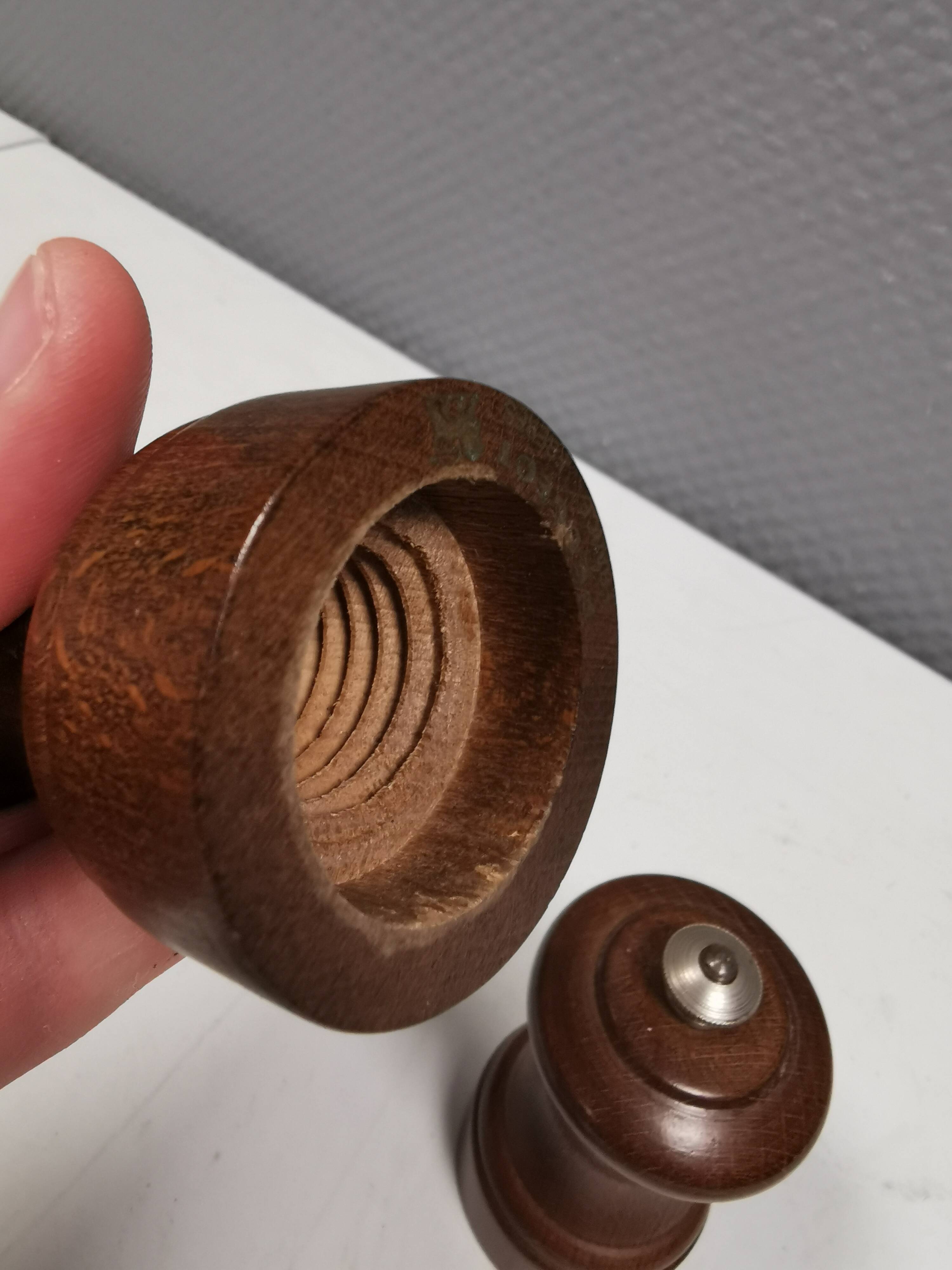 Beautiful salt and pepper set with Peugeot grinder.