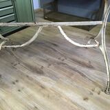 Vintage bistro table in oak and metal