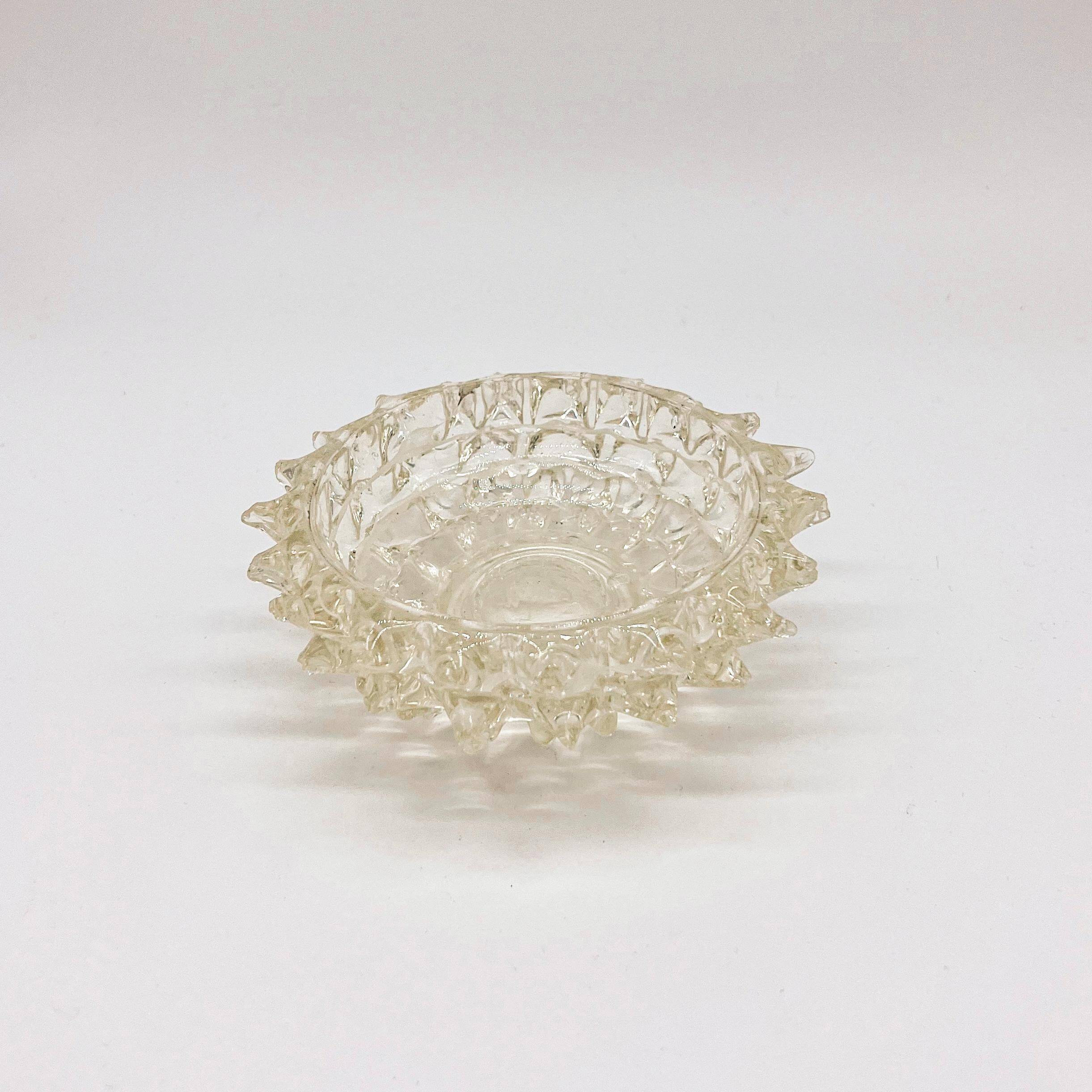 Vintage Italian Seguso "Rostrato" Small Decorative Bowl in Clear Murano Glass