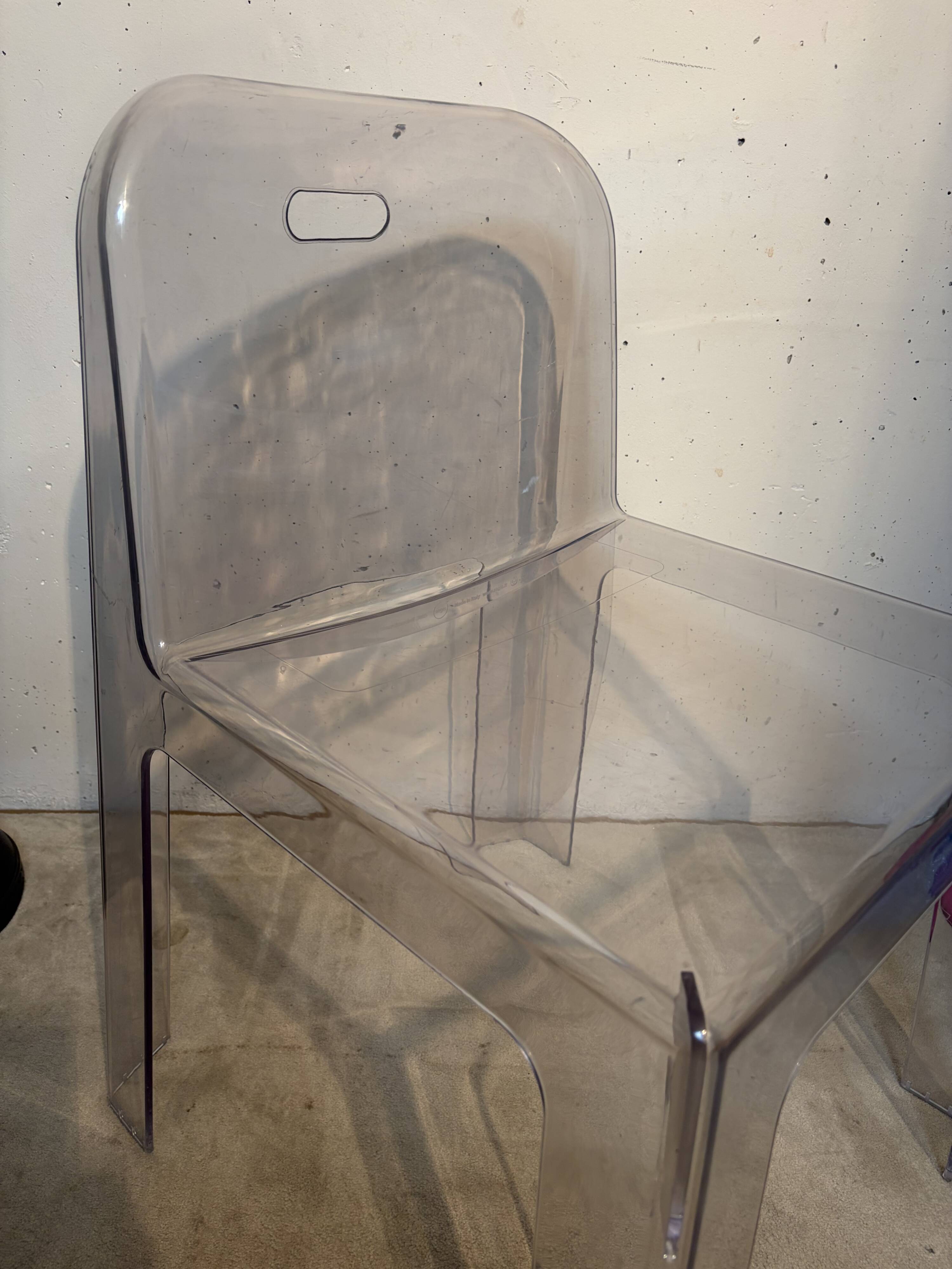 Transparent chair Trono, Sottsass Associati, Segis