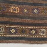 6x9 Brown Grenn Handmade Persian Kilim Rug, 187x286Cm