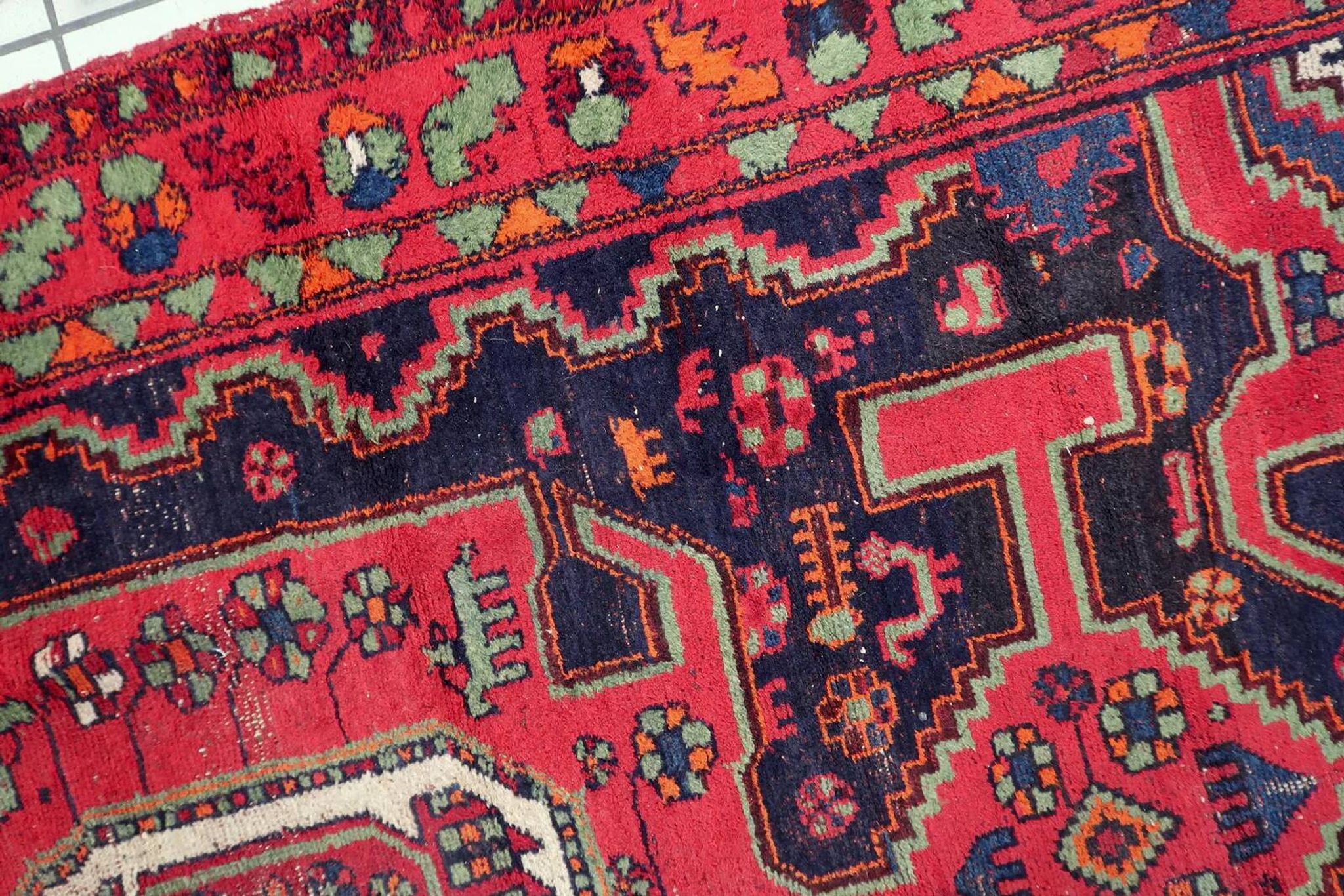 Tapis persan Hamadan antique des années 1930 160 cm x 241 cm