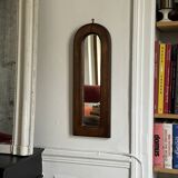 Vintage brutalist solid wood wall mirror