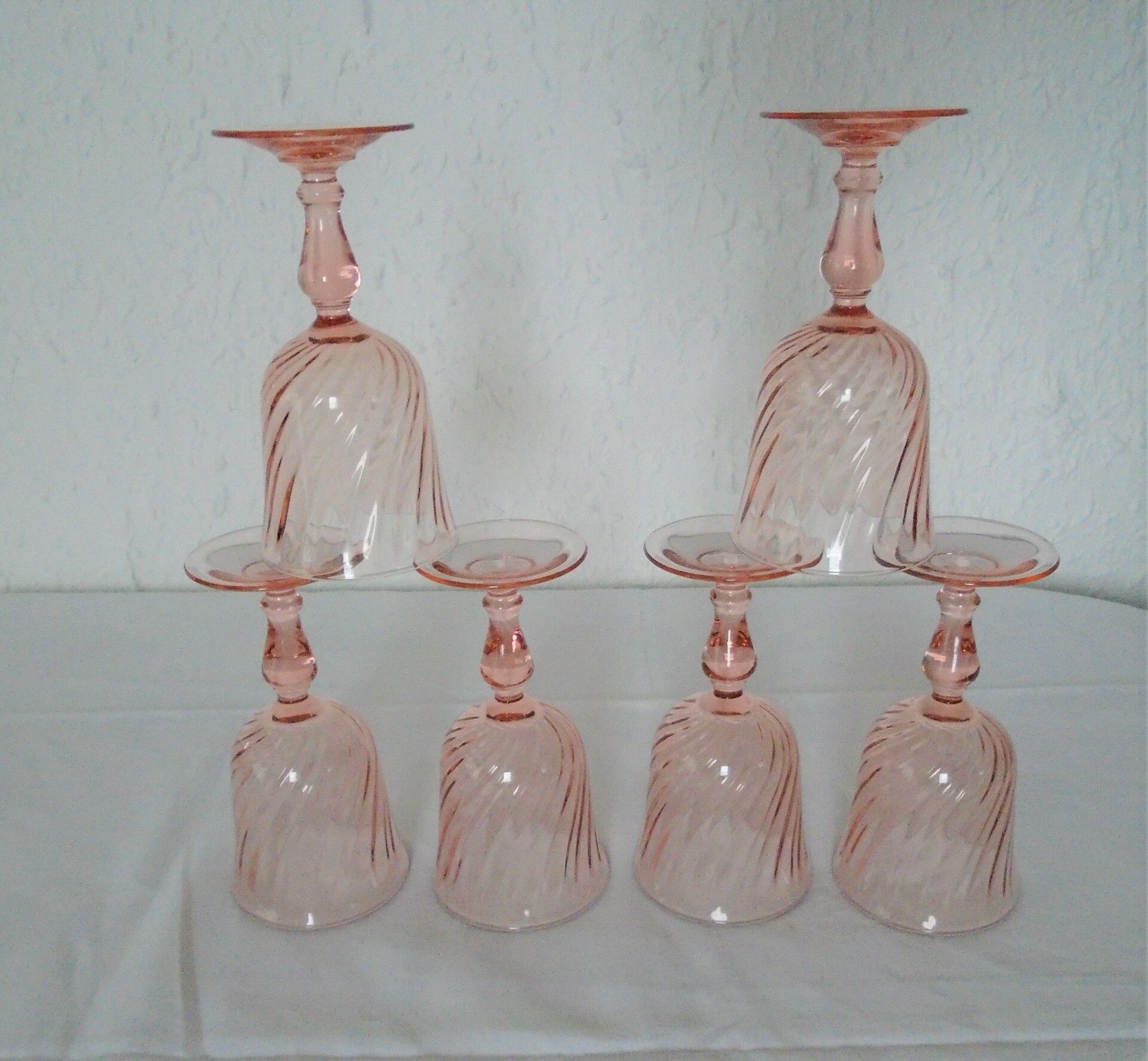 6 large pink glasses Luminarc rosaline twists