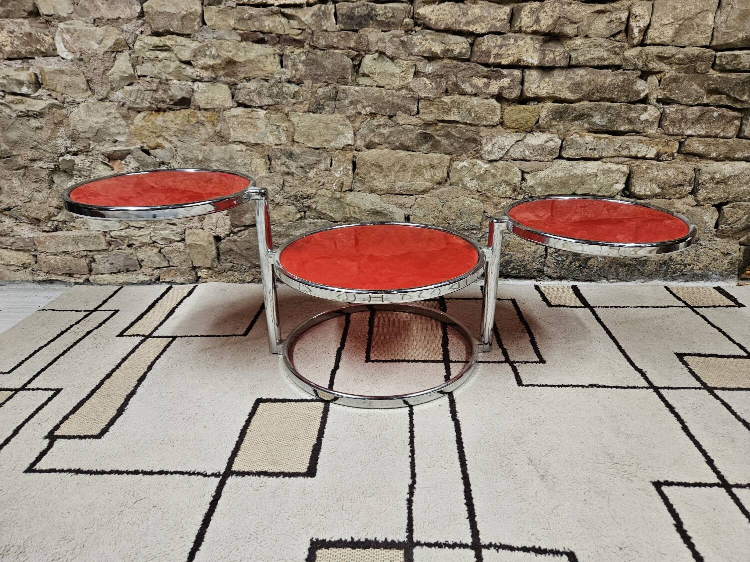 Coffee table with 3 glass tops 1970"