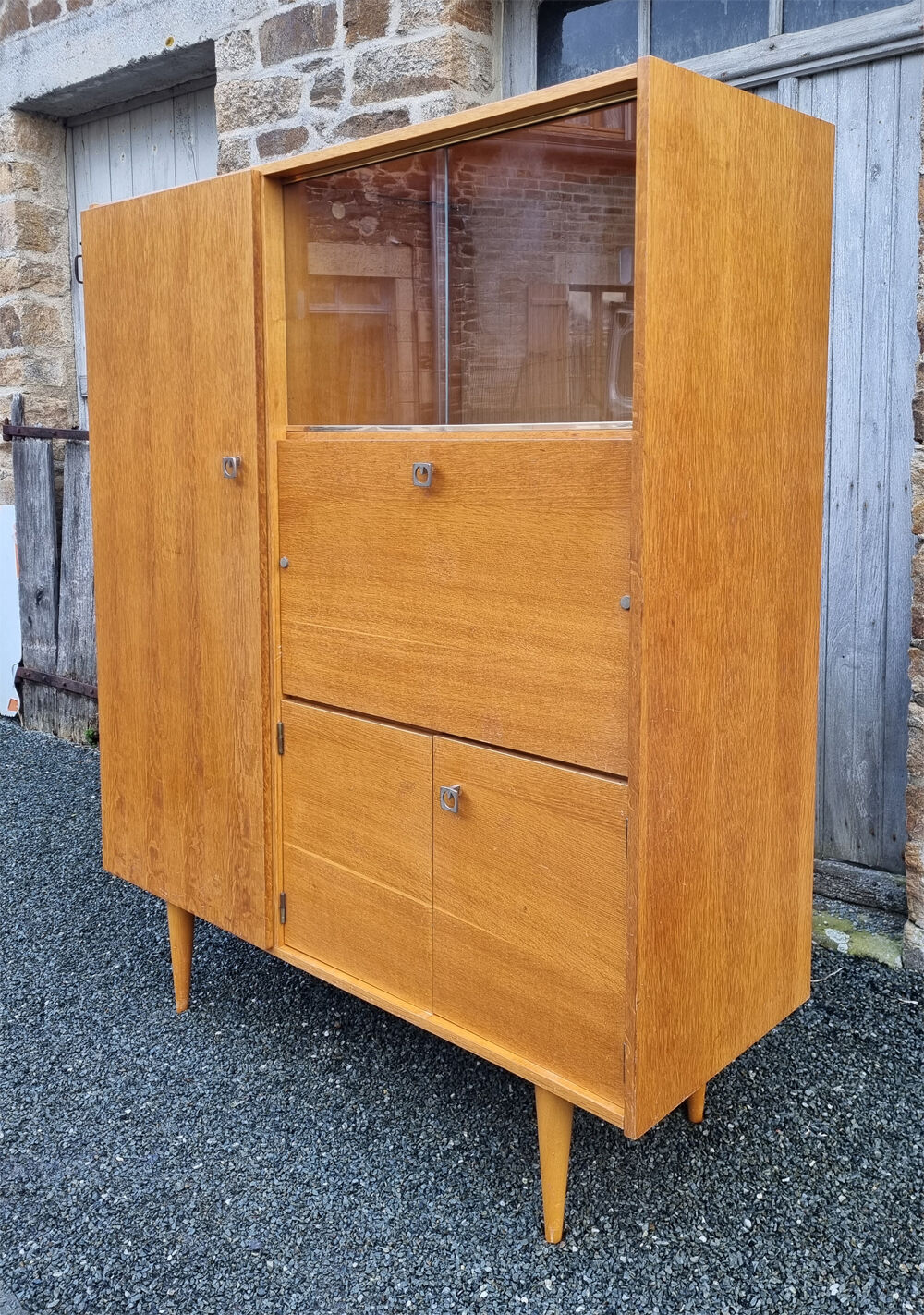 Secretary wardrobe, bookcase, closet, wardrobe, 60s, vintage
