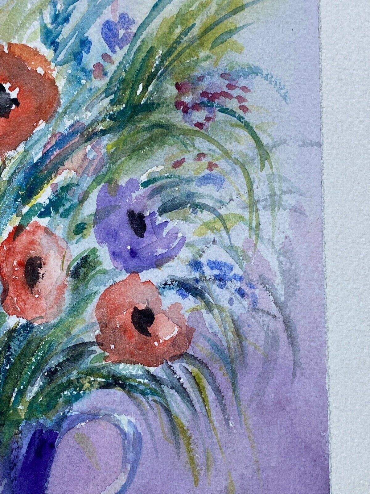 Nouredine watercolor signature to identify still life bouquet of flowers