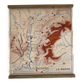 Carte scolaire vintage 1950 recto verso "La Garonne / le Rhone"