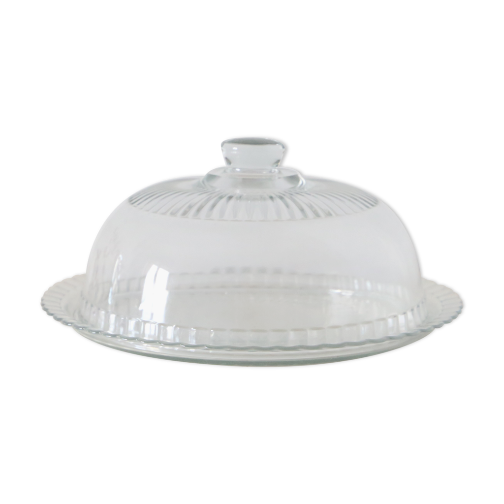 Belle cloche à fromage et son plateau en cristal