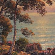 Grande peinture marine de Pierre Forest - Côte d'Azur, années 1920/1930