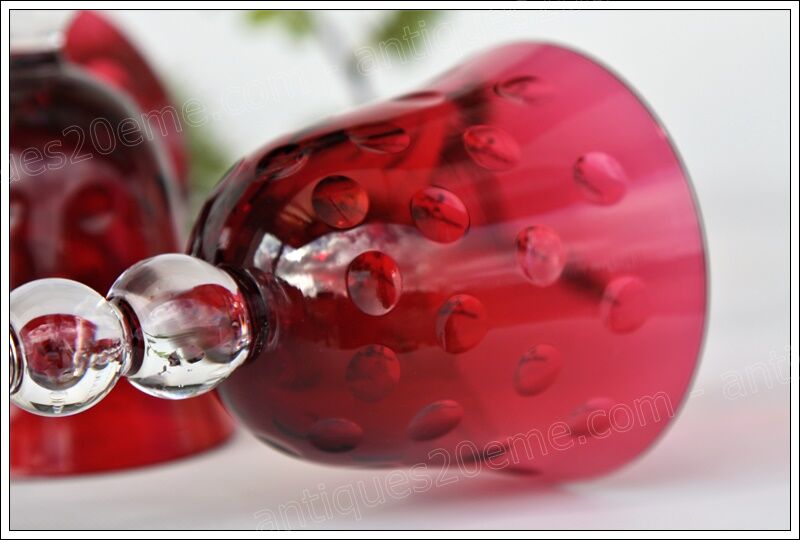 Set of 6 wine glasses from the Rhine Roemer St Louis Crystal model Bubbles