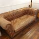 3-seater chesterfield sofa in tan leather