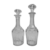 Set of two carved crystal decanters, 24 cm