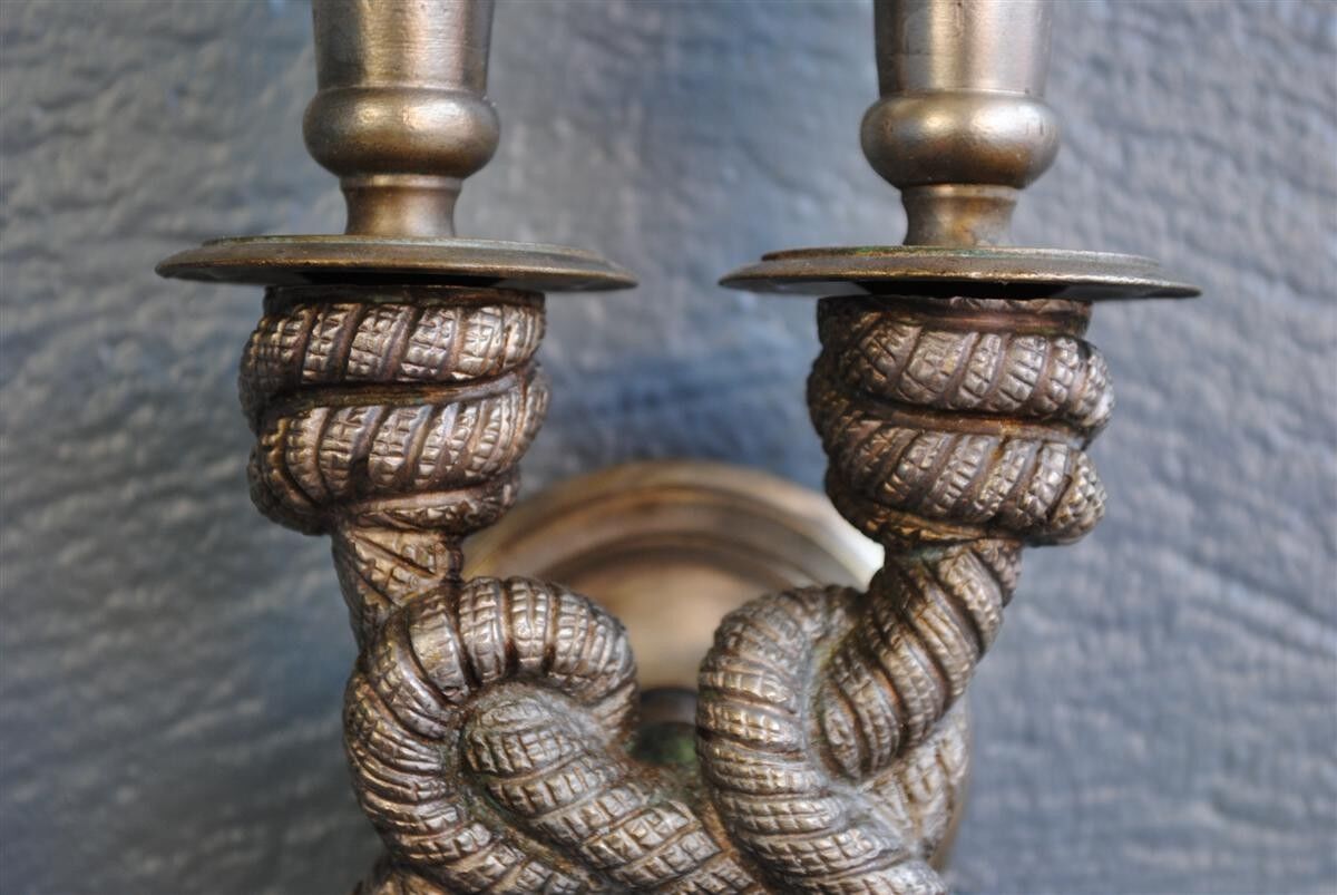Set of 4 wall ropes tied in bronze silver 1940