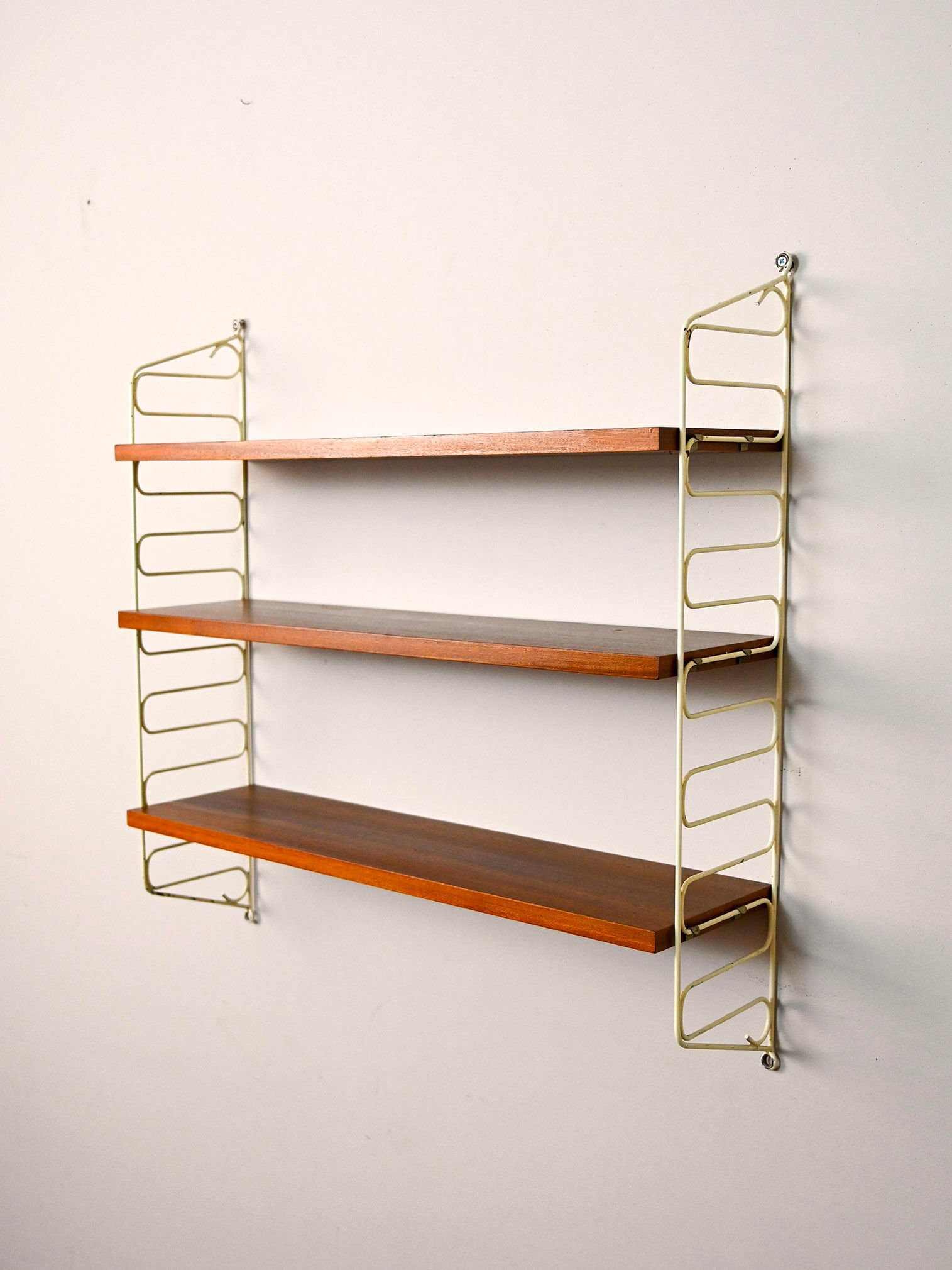 Swedish wood and metal shelving unit