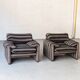 Set of 2 easy chairs 'Maralunga' by Vico Magistretti