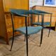 Pair of vintage suede chairs with metal legs from Arper.