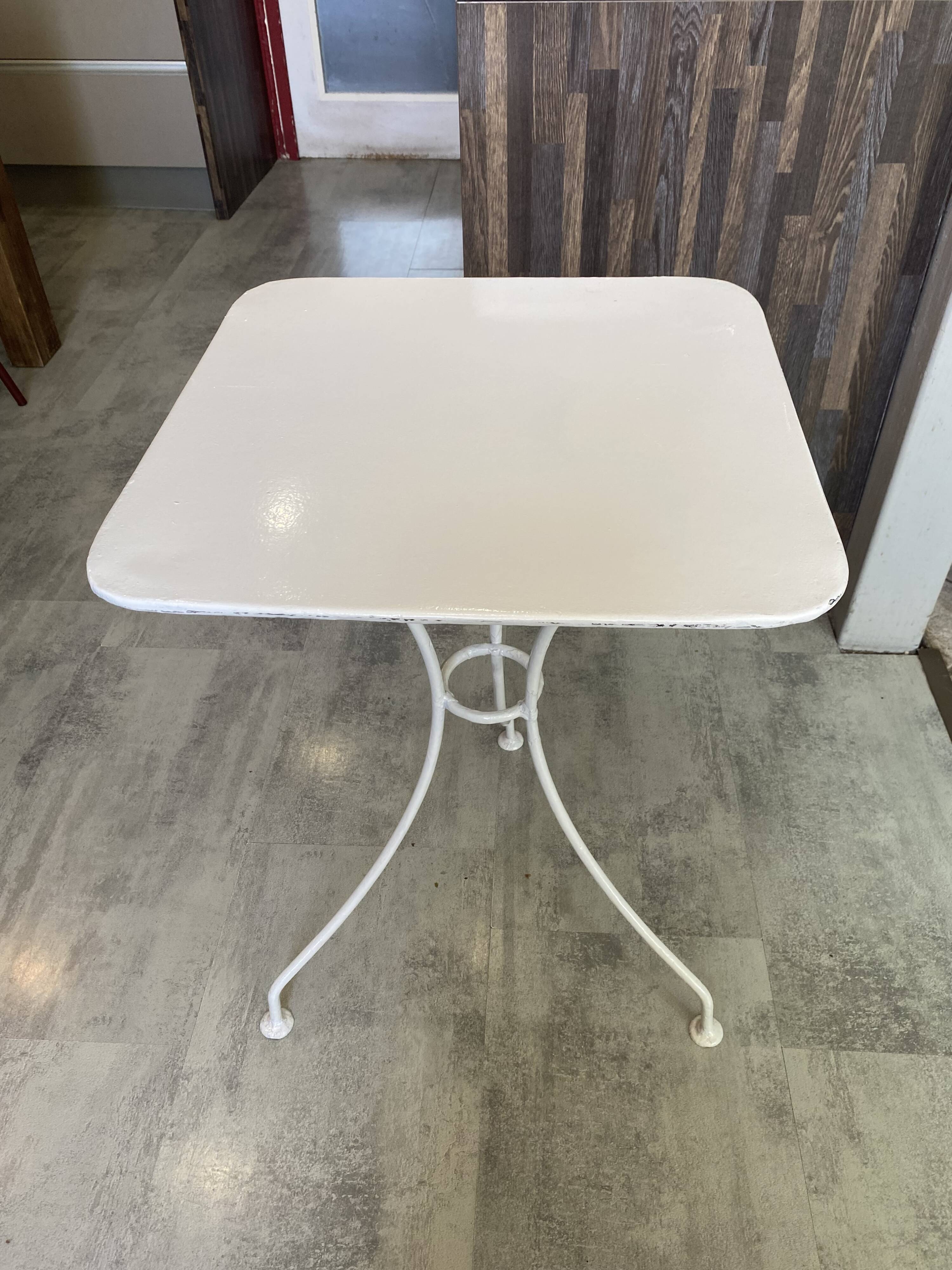 White square bistro table for bar café terrace garden metal 1950 white