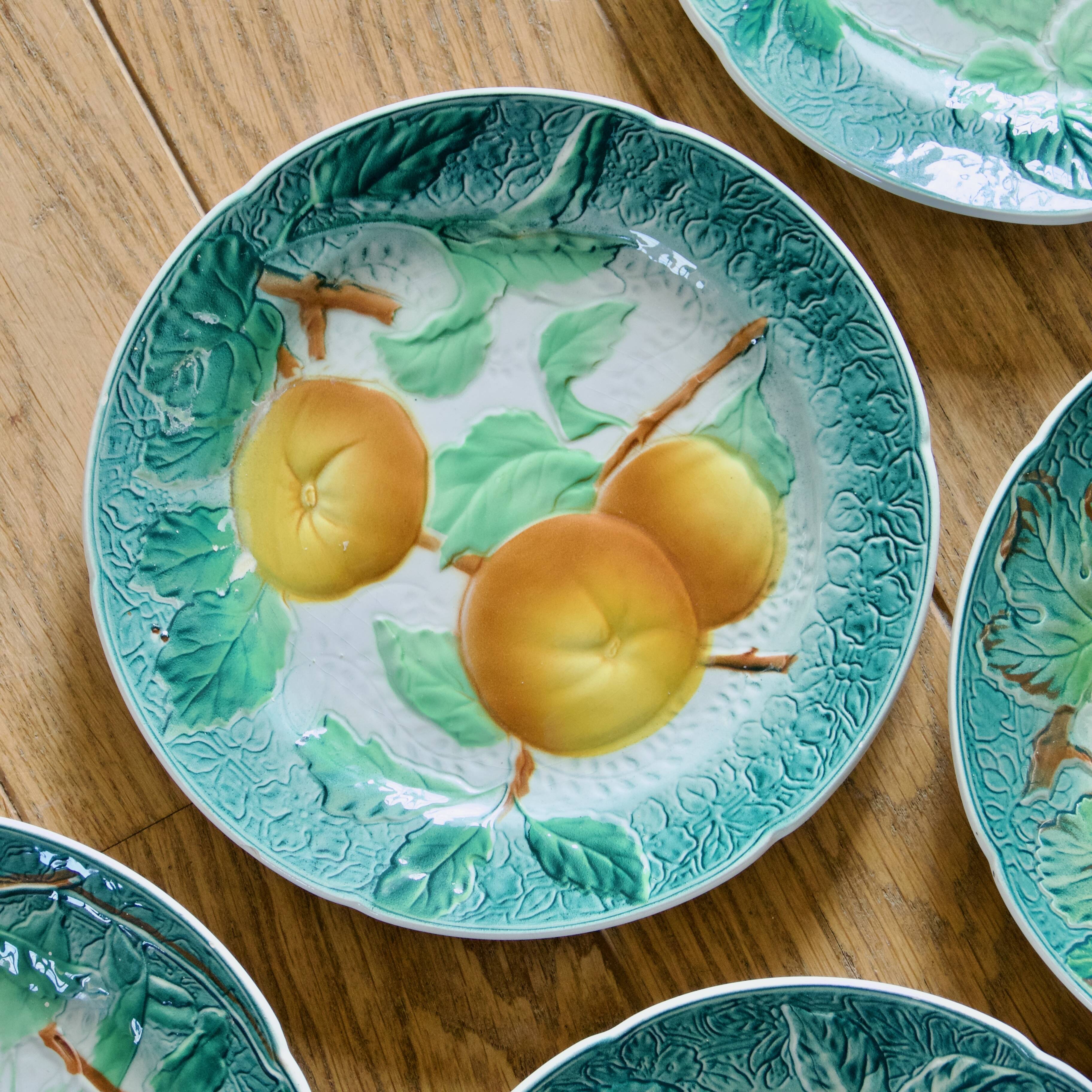 1922 KG Lunéville Badonviller barbotine fruit plates