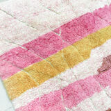Moroccan Berber carpet beni ouarain pink mottled with colorful patterns and engraved 294x250cm