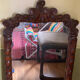 Carved wooden full-length mirror
