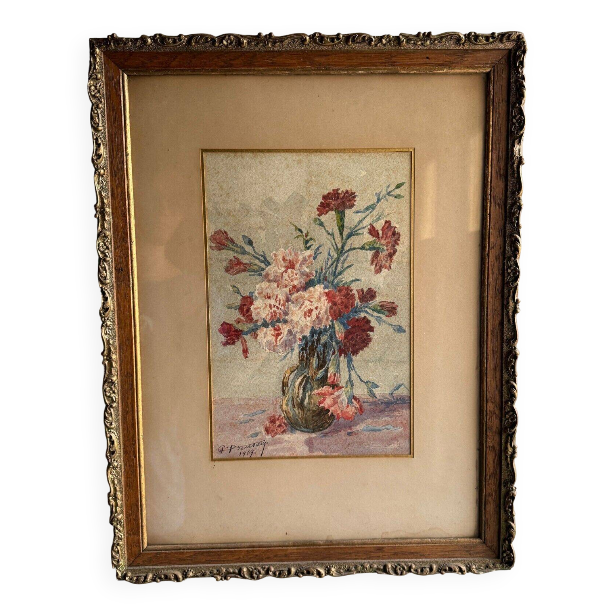Watercolor on paper still life bouquet of flowers by Beutizzy 1907