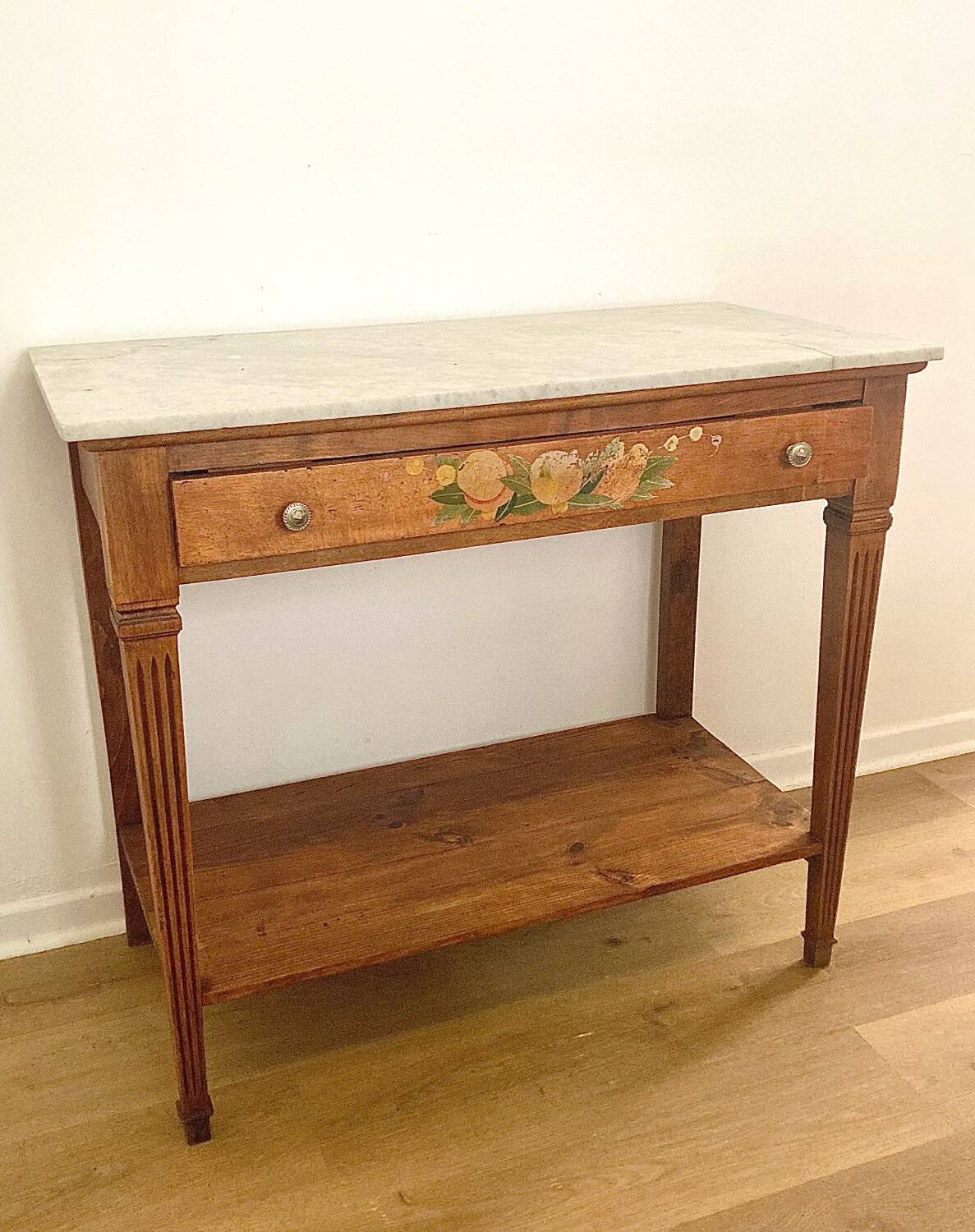 Wooden and marble console table