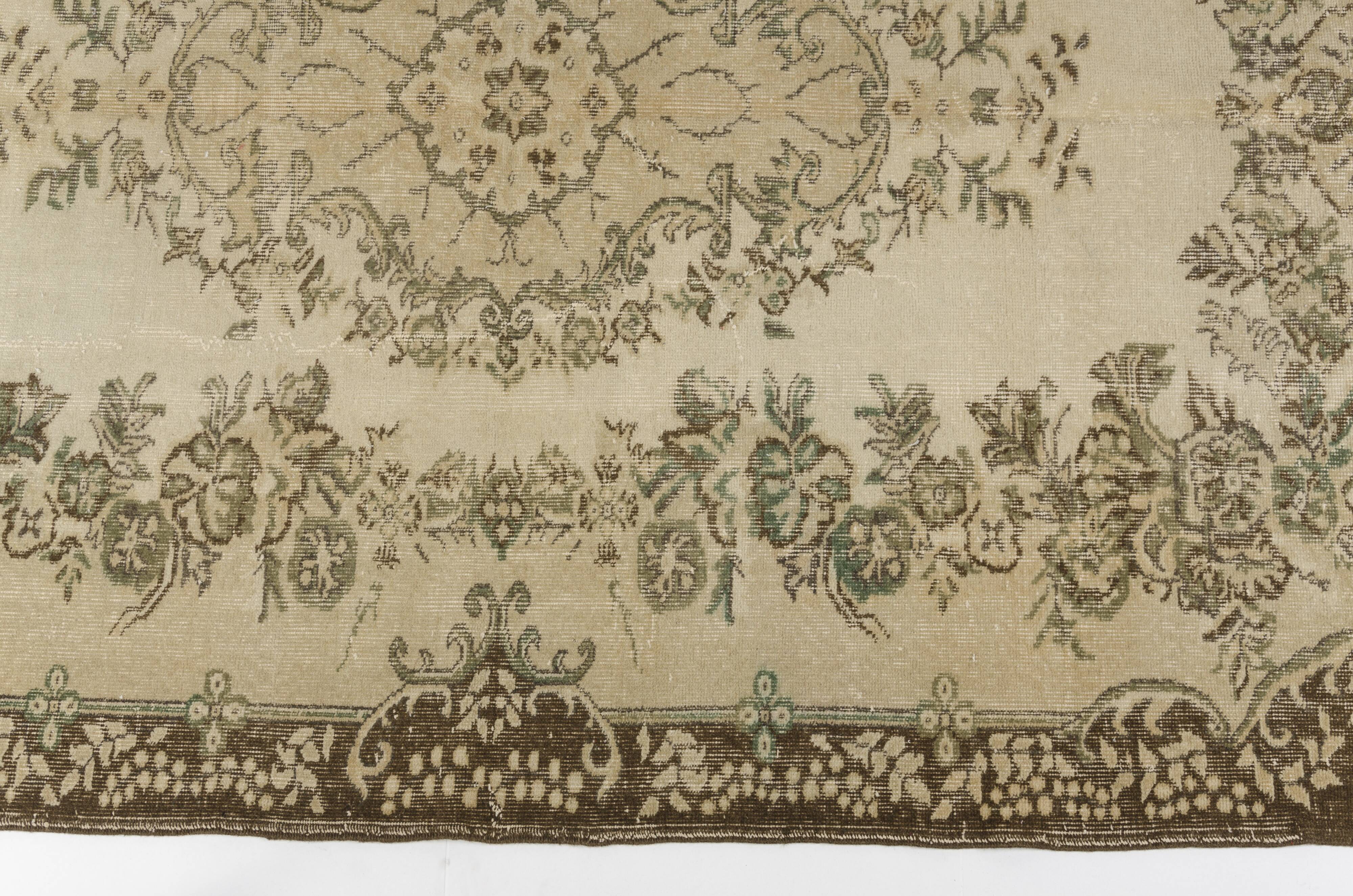 Turkish Vintage Beige Area Rug