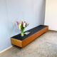 Minimalist XXL lowboard, teak and black top, 1960s