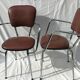 2 60's brown leatherette chrome metal kitchen armchairs