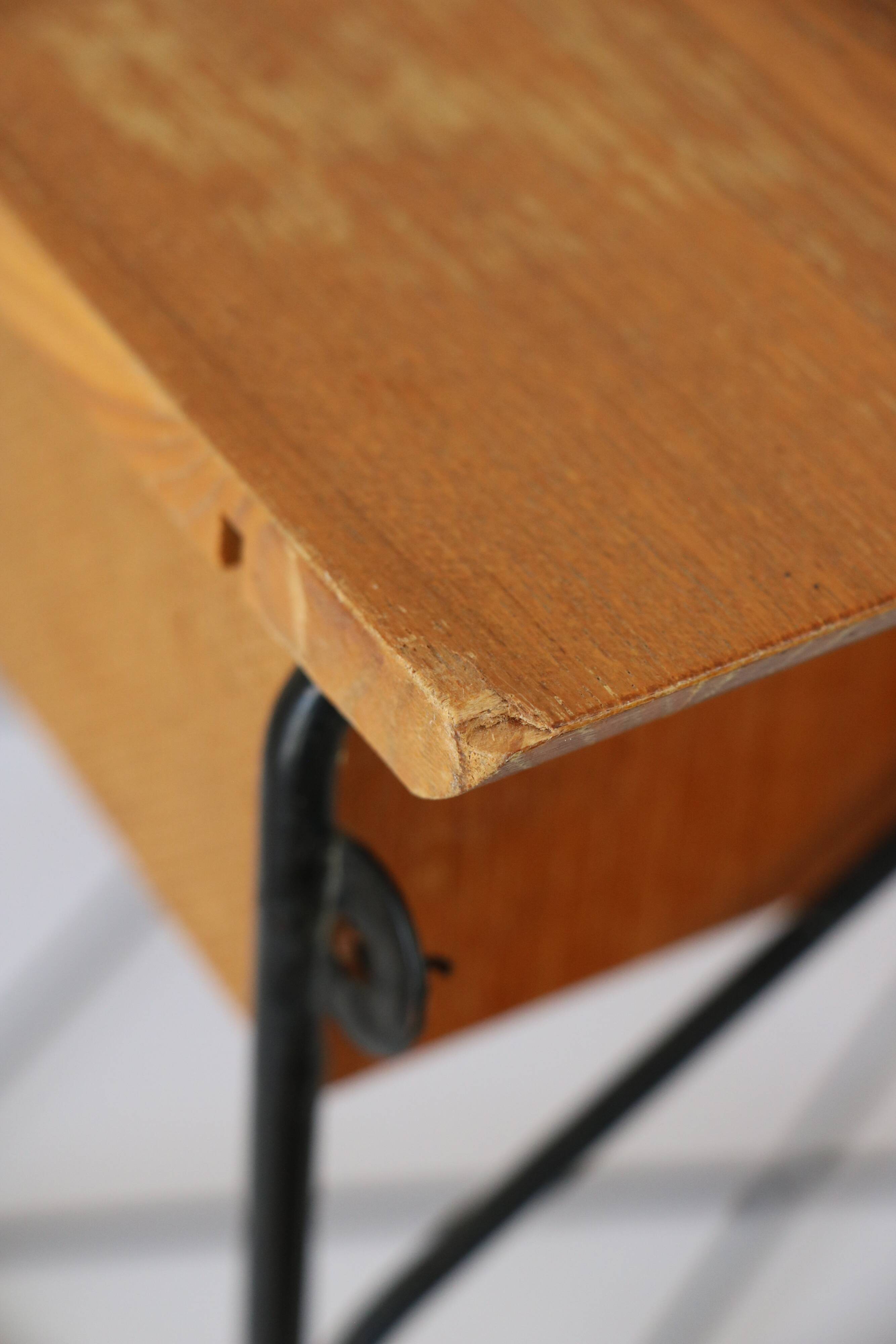 Pair of "string" wall-mounted bedside tables, Scandinavian, 1960.