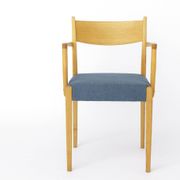 Vintage German Armchair 1960s, Mid Century Beechwood Chair with Blue Uph.
