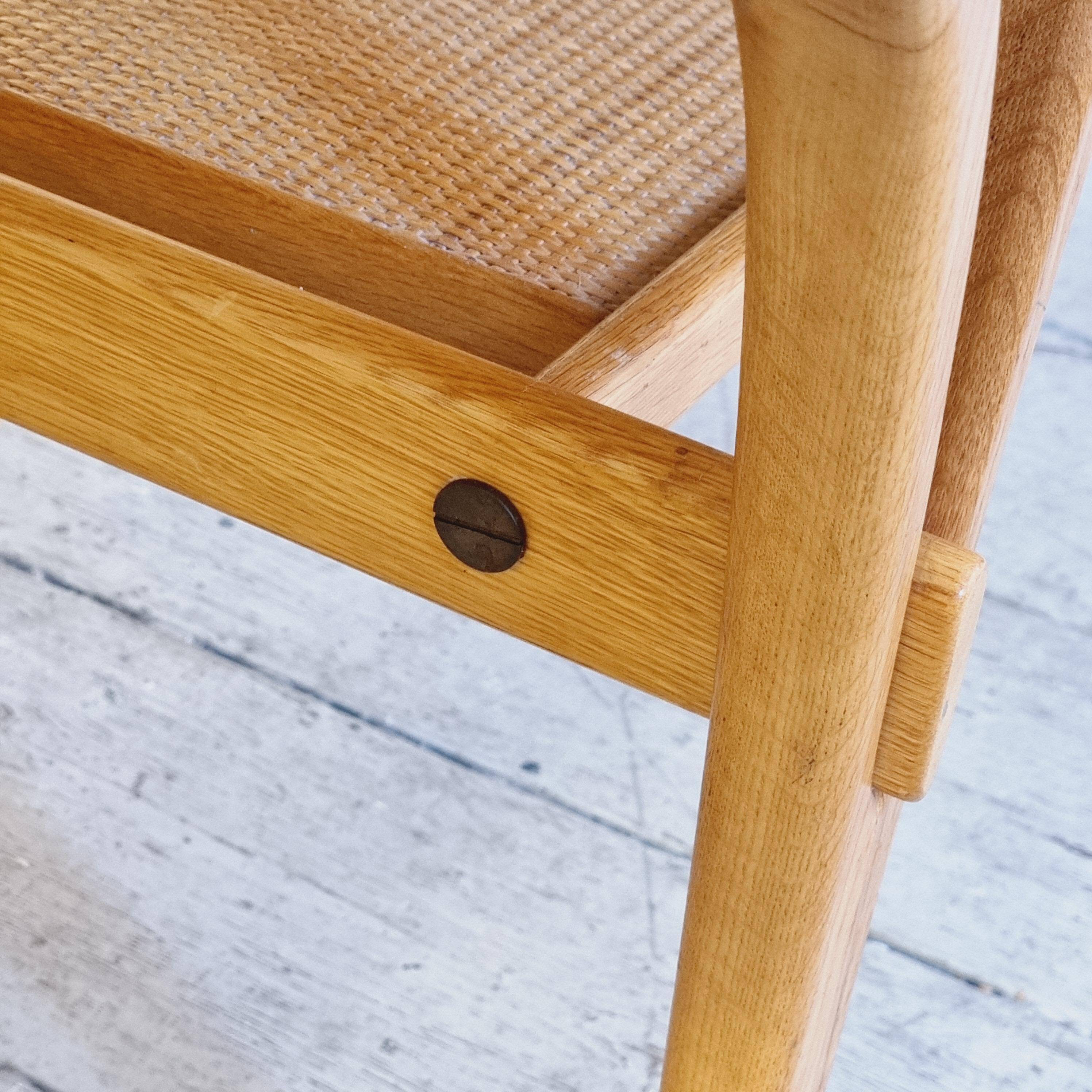 Birger Larsson, coffee table / side table, teak, oak and rattan. Modern Scandinavian.