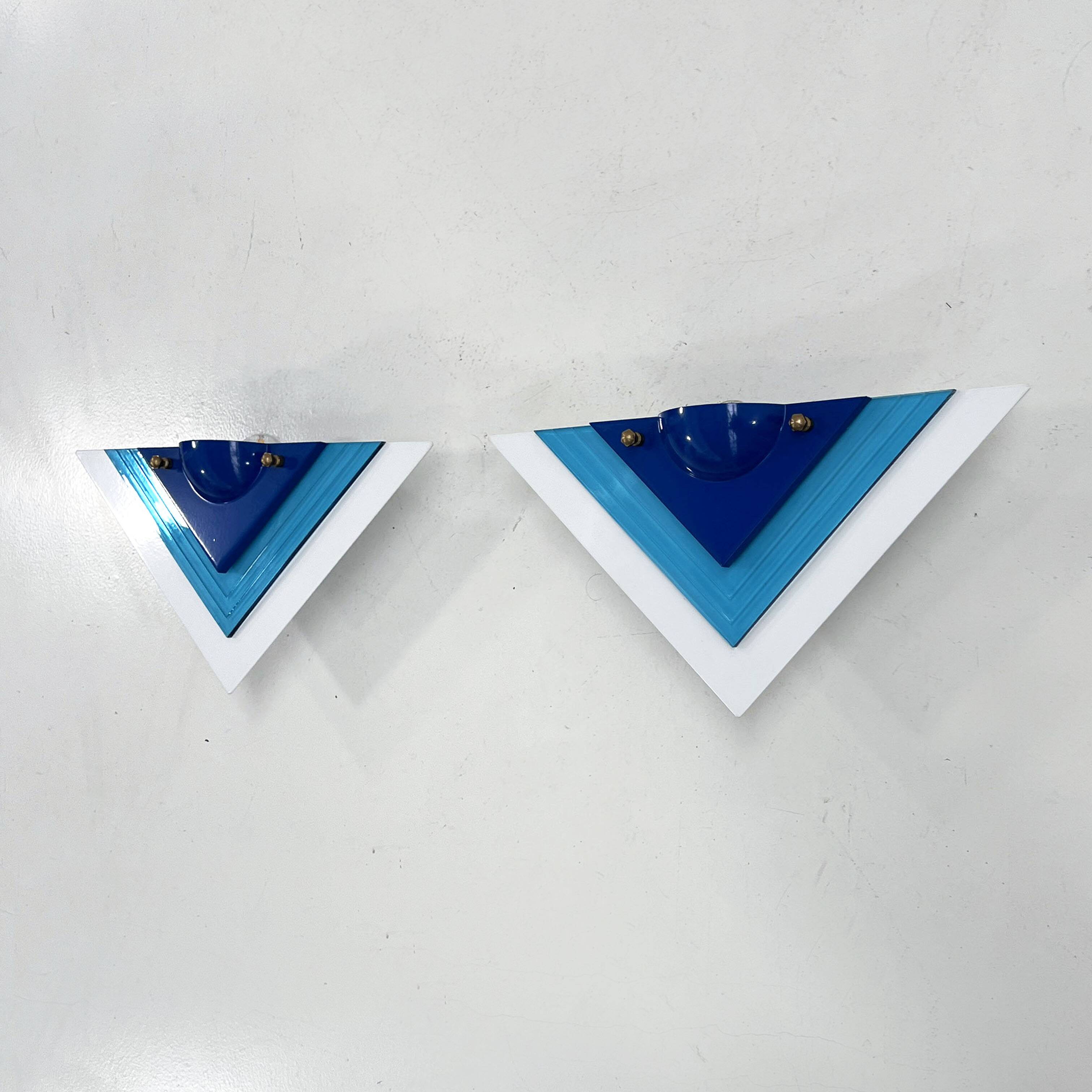 Paire d'appliques postmodernes bleues, 1980