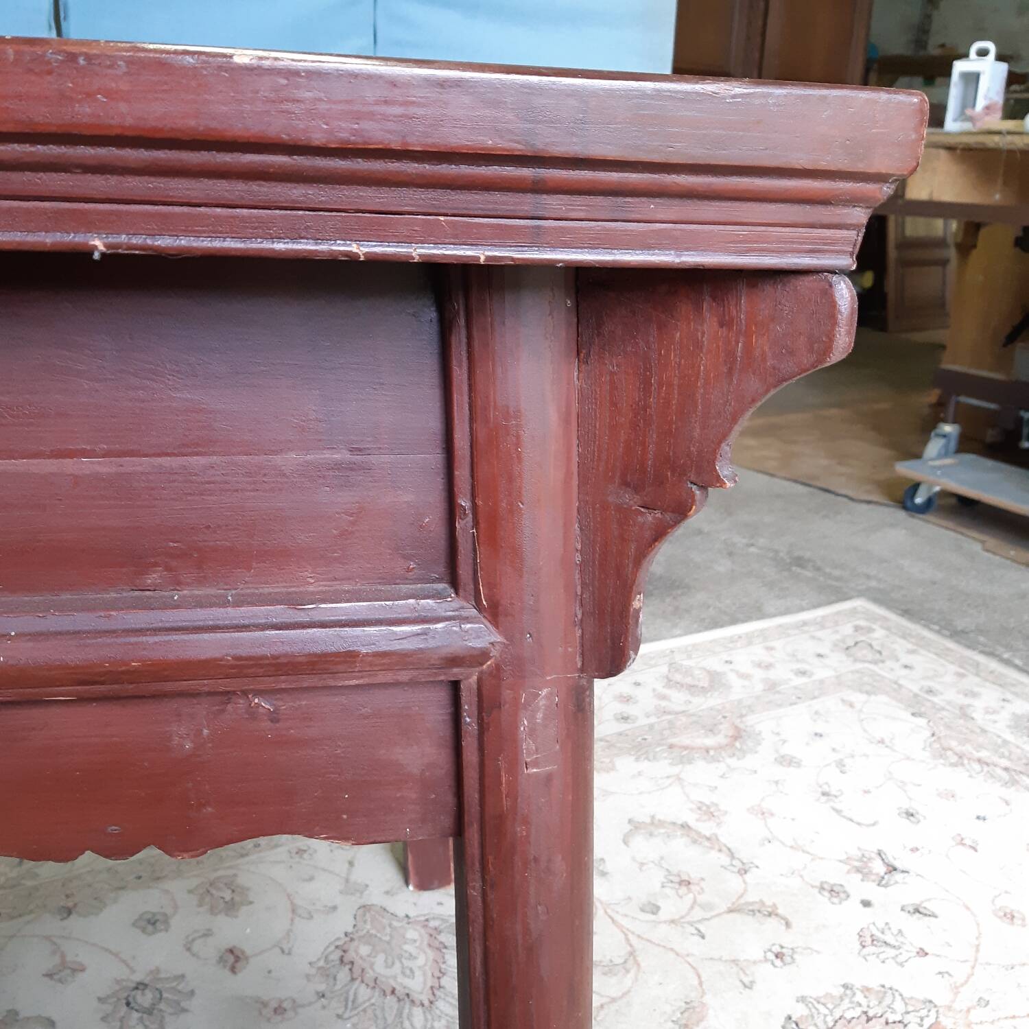 Red lacquered Asian table