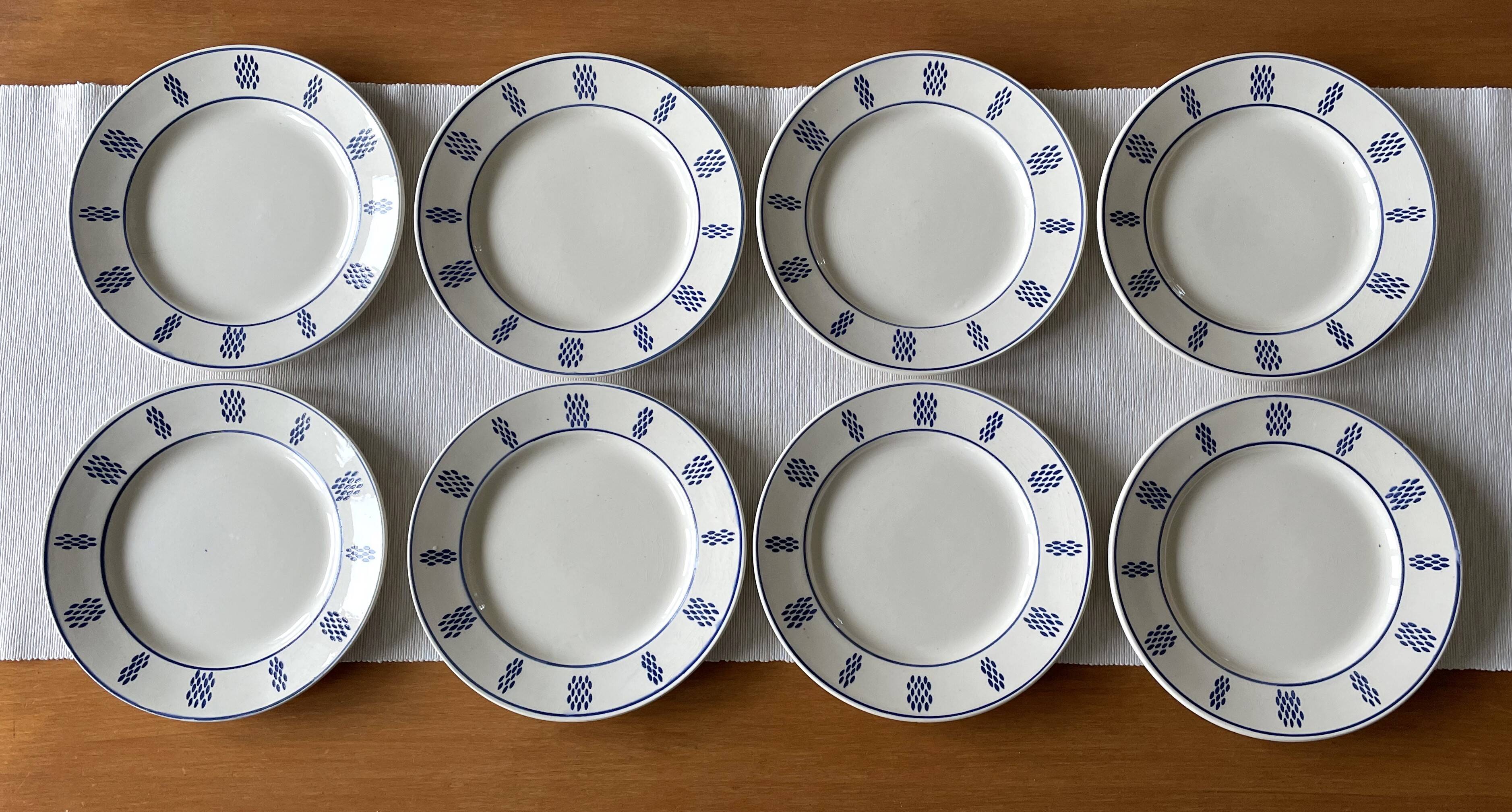 8 old earthenware plates from LUNEVILLE K & G