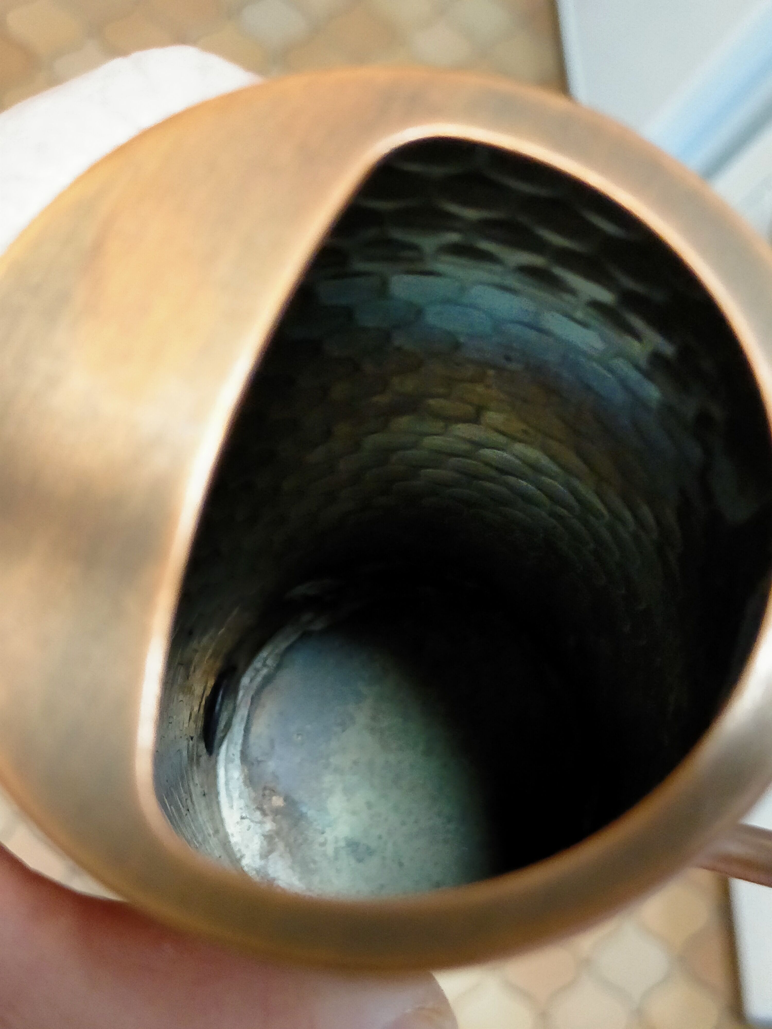 Hammered copper watering can