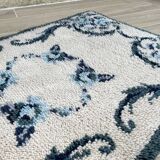Bohemian pure wool blue rug 125x78cm