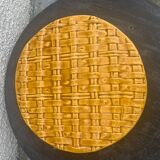Flat round tray in slip with braided pattern signed FPP Vallauris J19 France vintage
