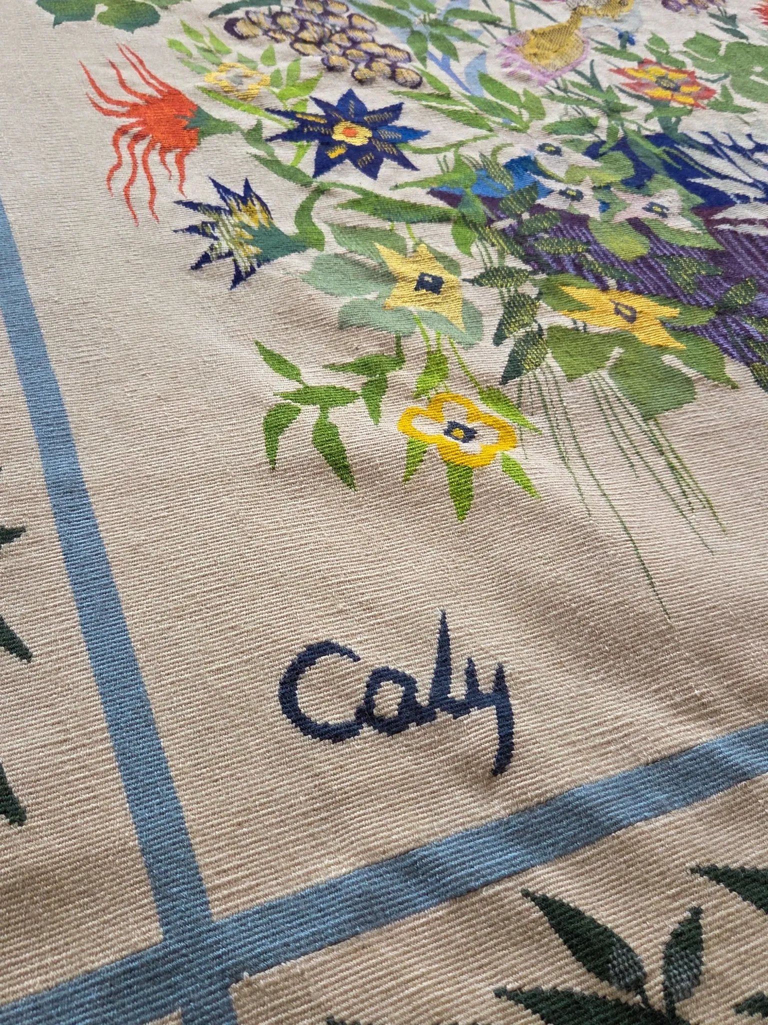 Aubusson tapestry "The Black Trellis" by Odette Caly — Pinto Workshops
