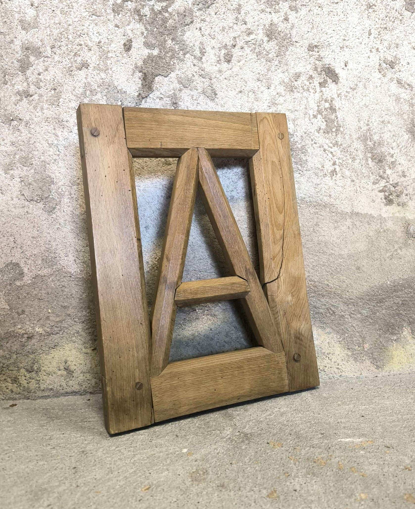 Vintage wooden frame letter A