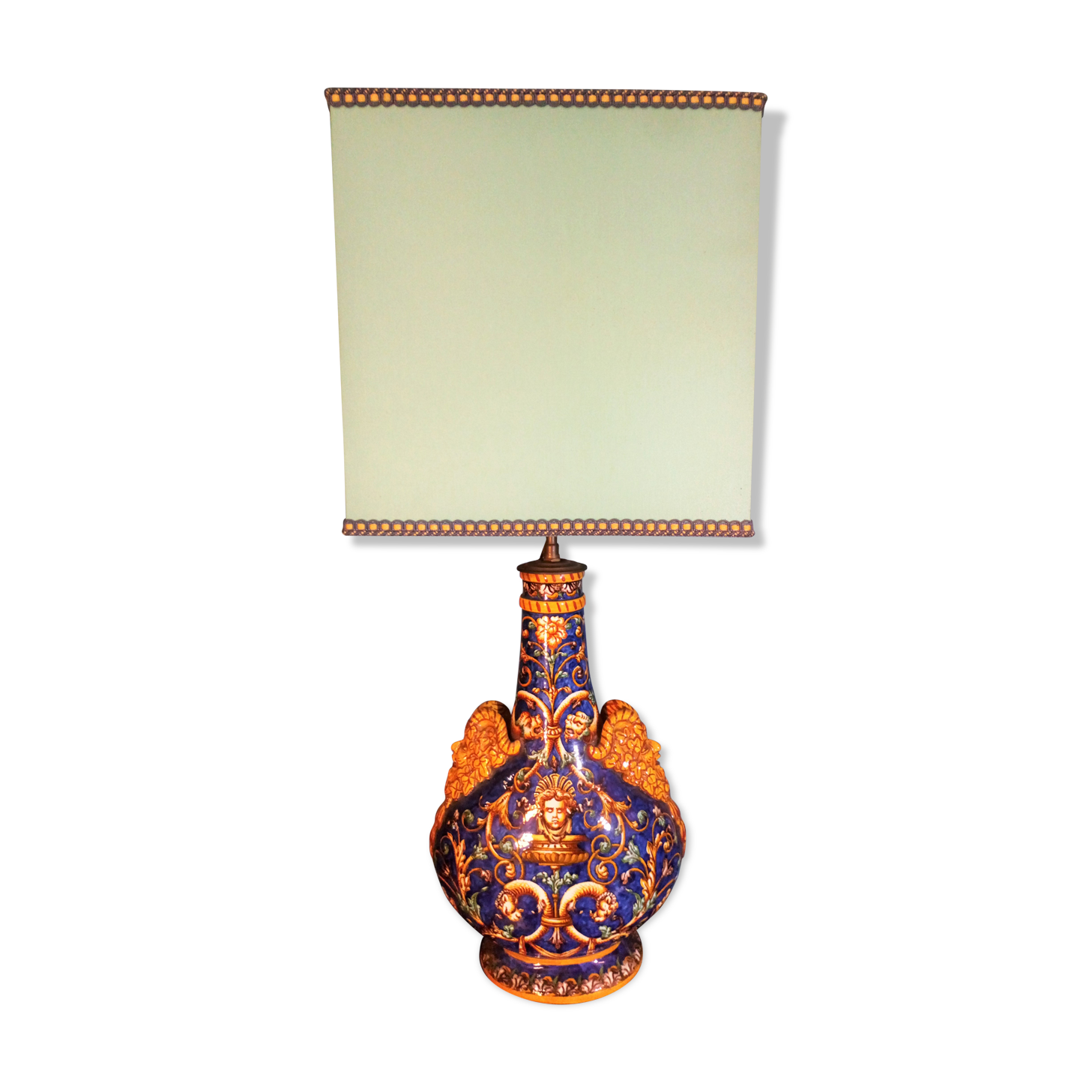 19th century Gien ceramic lamp